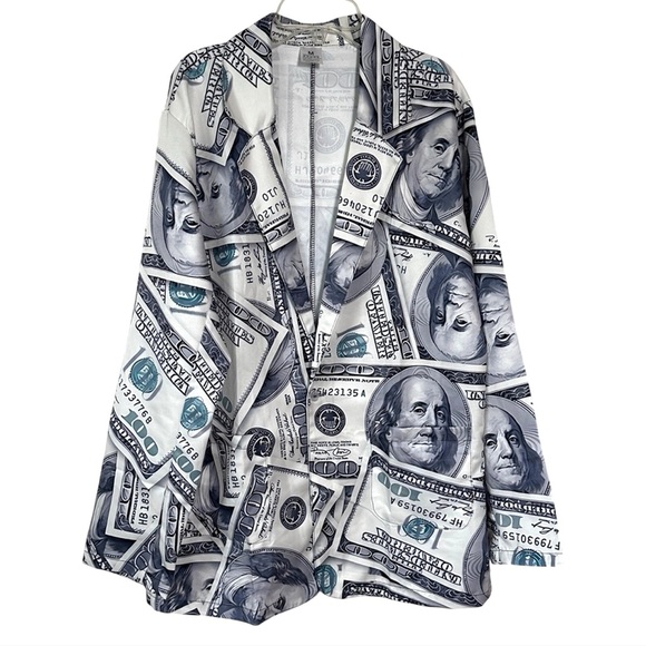 Other - Halloween Costume NWOT Money Print Blazer 100 Dollar Bills Medium Novelty Baller
